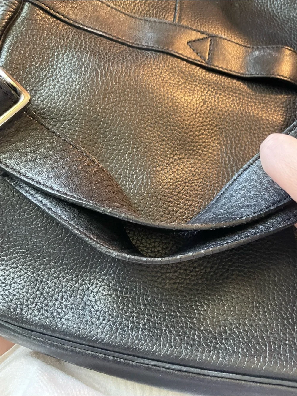 Cole Haan Black Pebbled Leather Laptop Messenger Bag
